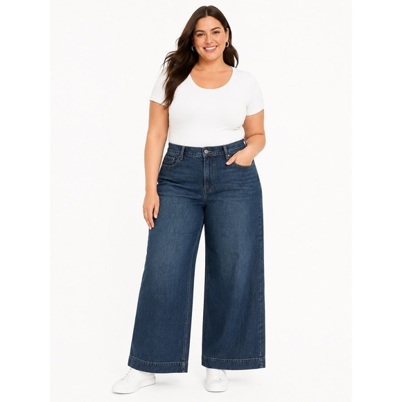 a.n.a Denim - A.N.A. High Rise Wide Leg Jeans Womens Size 14 Barrel